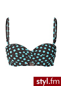 Bonprix Biustonosz bikini ciemnobrązowo-morski w kropki 979253_509 - Na plażę Bielizna Moda