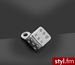 Charms kostka do gry srebro rodowane - Wisiorki Biżuteria Moda