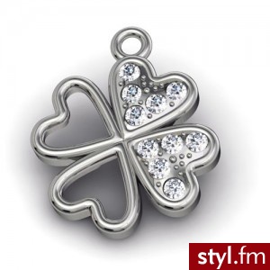 Charms koniczynka z kamieniami Swarovski srebro - Wisiorki Biżuteria Moda
