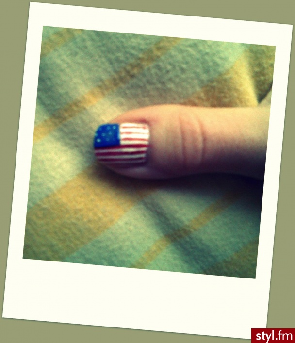 American flag - Kwadratowe Naturalne Paznokcie
