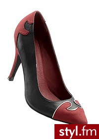 Bonprix Czółenka czarno-bordowo-srebrny 905438_22183 - Czółenka Buty Moda