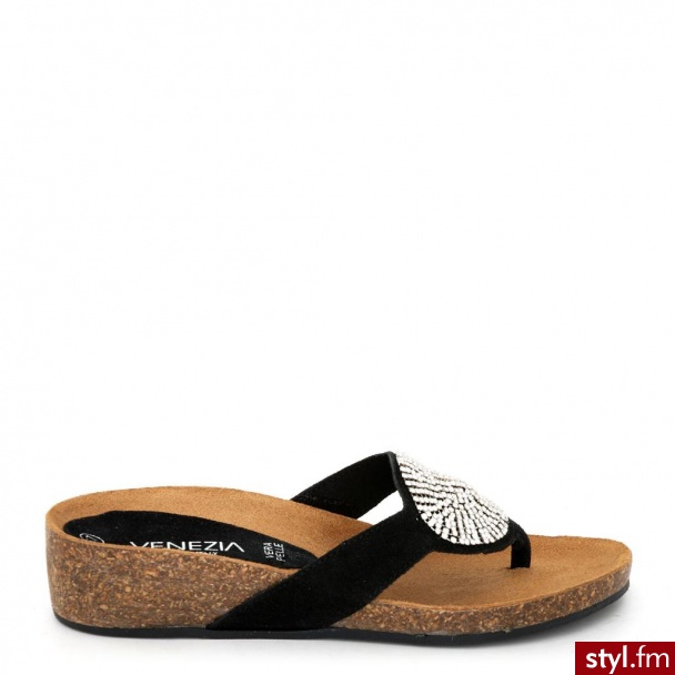 Venezia KLAPKI 1594-17 C NER - Klapki Buty Moda