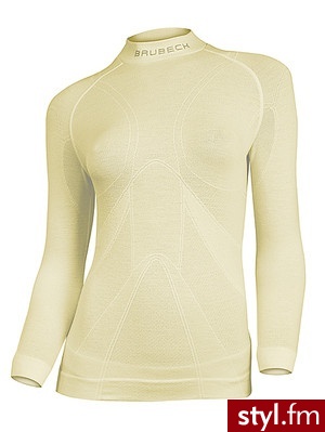 Brubeck Bluza damska Extreme Merino LS10200 Odcienie beżu i brązu - Bluzy Ciuchy Moda