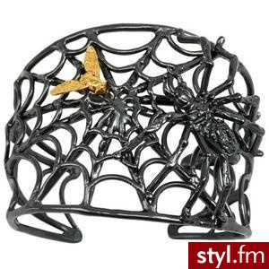 Bransoletaz pajęczyną,na której widac zmierzajacego pająka. - Pozostałe Dodatki Moda
