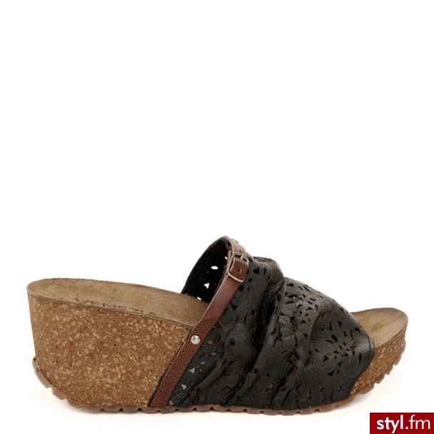 Venezia  Klapki Na Koturnie 3031 Vit Nero - Klapki Buty Moda