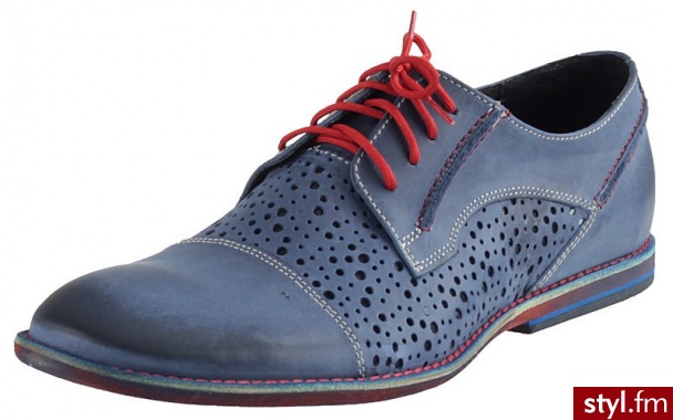 DUO PÓŁBUTY MAN 049/D E (Niebieski) - Półbuty Buty Moda
