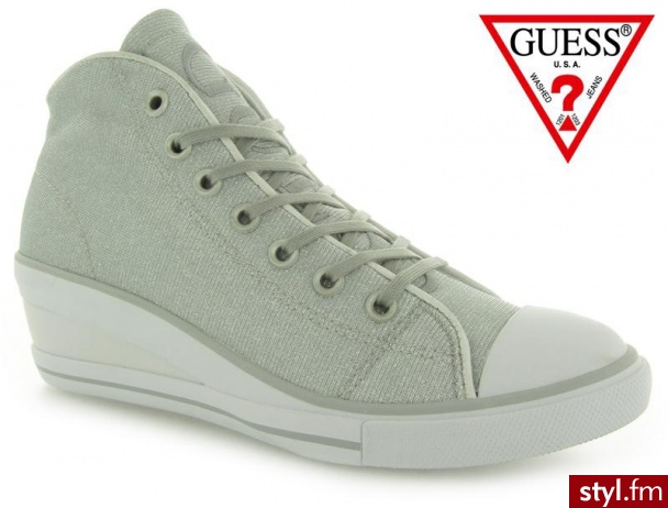 Guess FIONA GLITTER FABRIC ACTIVE SILVE - Koturny Buty Moda