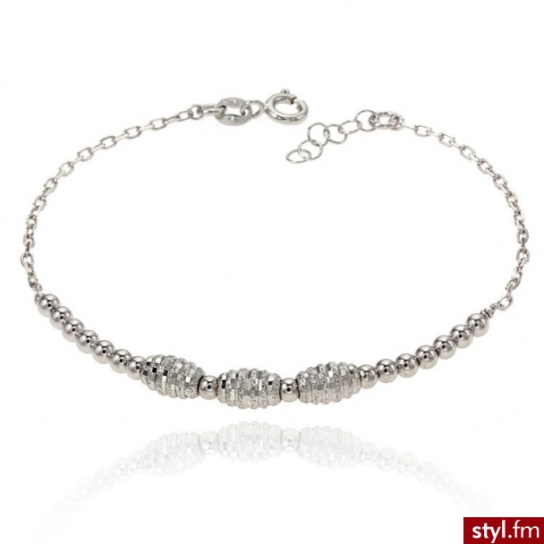 Srebrna Bransoletka z Eleganckimi Beczułkami STU-BRA-0018 - Bransoletki Biżuteria Moda
