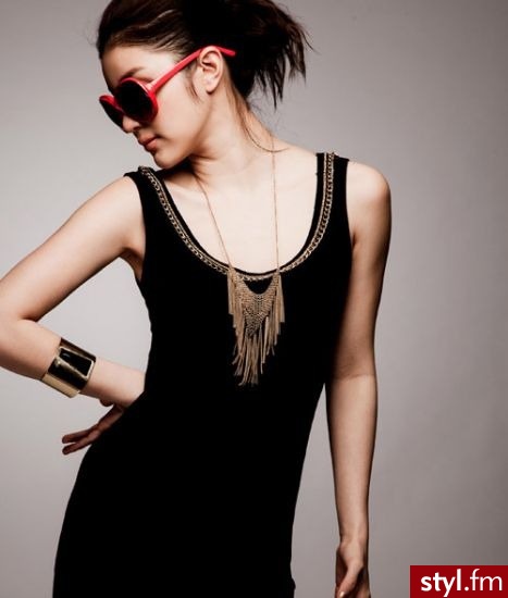 Czarna tunika na ramiączka Japan Style T4092 - Tuniki Ciuchy Moda
