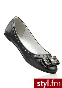 Bonprix Baleriny z ćwiekami czarny 972785_24607 - Balerinki Buty Moda