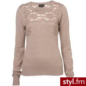 Knitted Lace Insert Jumper - Polyvore. Pobrano ze strony: http://www.polyvore.com/knitted_lace_insert_jumper/thing?id=25299256 - Pozostałe Ciuchy Moda