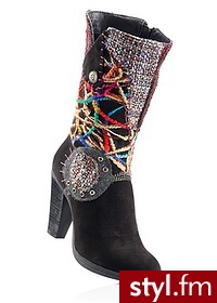 Bonprix Kozaki czarno-kolorowy - Kozaki Buty Moda