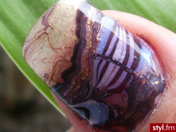 Mój pierwszy water marbling - Paznokcie