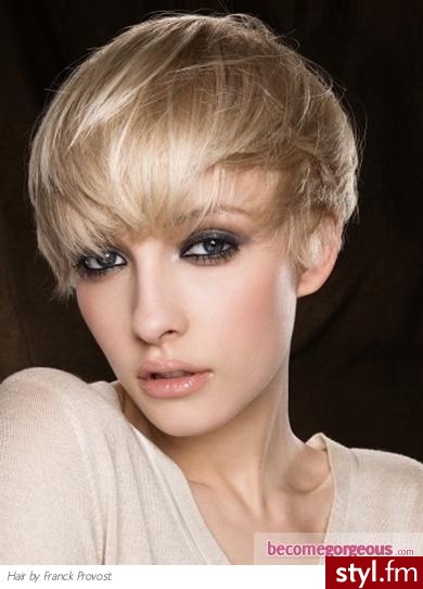 Blond Rozpuszczone Proste z grzywką Na co dzień Krótkie Fryzury