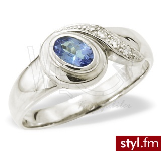 WĘC Pierścionek z tanzanitem i brylantami JP-30B (IPS-133B) 0,03 ct J/Si - Pierścionki Biżuteria Moda