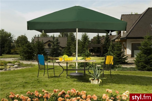 Litex Parasol Kwadratowy 3,5Mx3,5m Zielony Komplet z Podstawą - Parasole Dodatki Moda