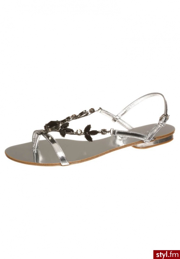 The Seller Japonki srebrny S1490B - Klapki Buty Moda