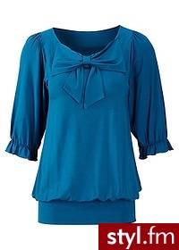 Bonprix Shirt z rękawami 3/4 niebieskozielony morski 973095_17864 - Bluzki Ciuchy Moda