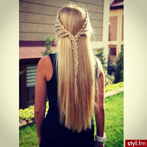 Blond Warkocze Proste Na co dzień Długie Fryzury