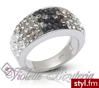 Violette Srebrna obrączka z kryształkami Swarovskiego SWR06 SWR00006 - Pierścionki Biżuteria Moda