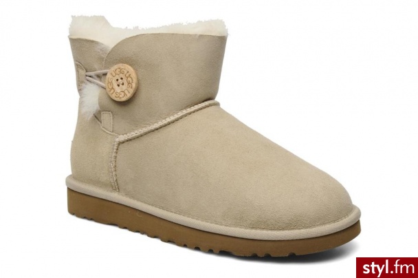 Ugg Australia PÓŁBUTY I BOTKI MINI BAILEY BUTTON BY (Beżowy) - Botki Buty Moda