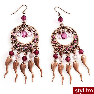 Copper-Tone Beaded Filigree Hoop Earrings - avalaya.com. Pobrano ze strony: http://www.avalaya.com/product.php/1946/E00267/Copper-Tone_Beaded_Filigree_Hoop_Earrings.html - Pozostałe Dodatki Moda