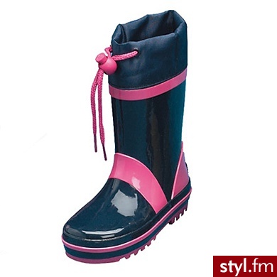 PLAYSHOES Granatowe kalosze  z różowymi elementami różnokolorowy - Kalosze Buty Moda