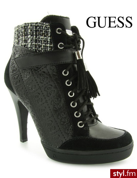 Guess BOTKI INVER4 ACTIV LADY LEATHER LIK BLACK - Botki Buty Moda