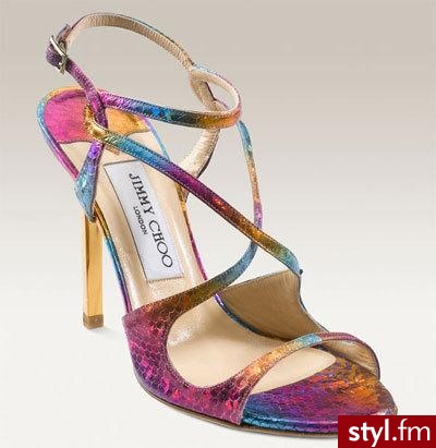 angielski projektant Jimmy Choo proponuje różnokolorowe sandałki, cena: 825$ - Pozostałe Buty Moda
