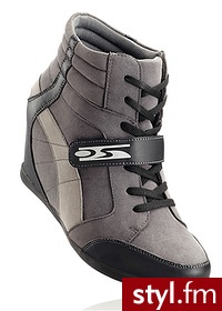Bonprix Trampki na koturnie czarno-szary - Koturny Buty Moda