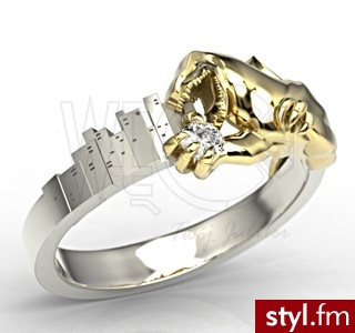 Węc Pierścionek złoty Godzilla z brylantem LP-94BZ 0,06 ct H/Si - Pierścionki Biżuteria Moda