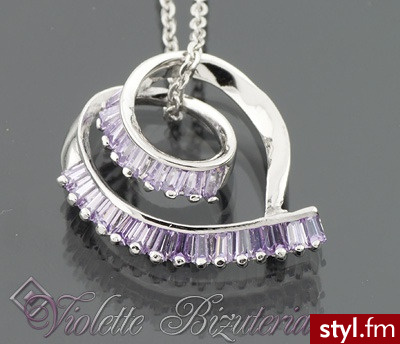Violette  Srebrna zawieszka fioletowe serce 040 - Wisiorki Biżuteria Moda