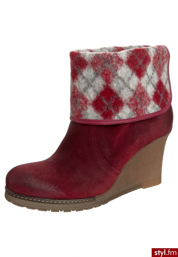 Virus Botki na koturnie czerwony - Botki Buty Moda