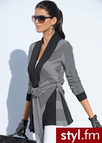 Bonprix Wdzianko czarno-srebrno-szary w paski 922916_12763 - Marynarki i żakiety Okrycia Moda