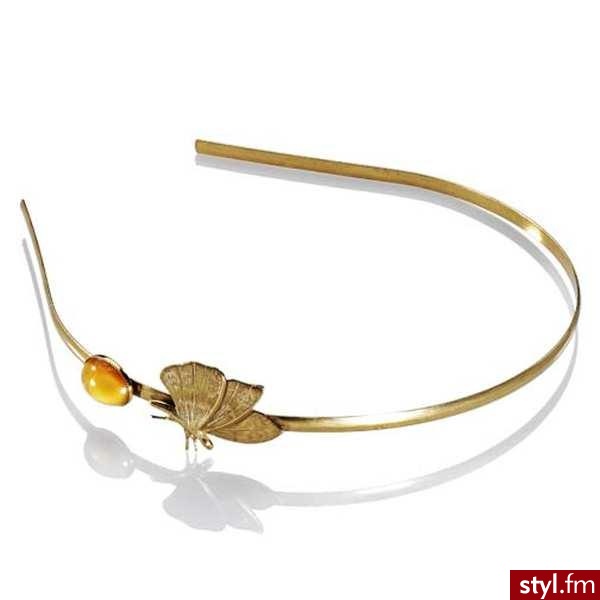 Cienka opaska z motylem i kolorowym kryształkiem. cena 160 złotych - Nakrycia głowy Dodatki Moda