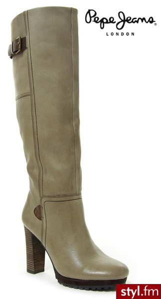 Pepe Jeans NEW ANGEL TAUPE LEATHER - Kozaki Buty Moda