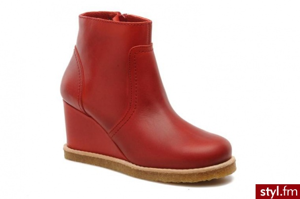 Swedish Hasbeens PÓŁBUTY I BOTKI NO WATER BY SWEDISH HASBEENS (Czerwony) - Botki Buty Moda
