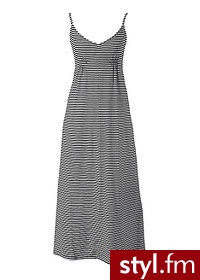 Bonprix Długa sukienka biało-czarny w paski 908302_1662 - Pozostałe Sukienki Moda