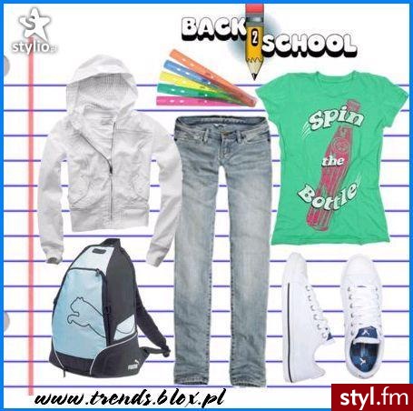 Buty - AE (American Eagle) Old School Sneakers 
Bluza biała: - Aeropostale
T-shirt - Shop 80 Spurple
Dżinsy: - Abercrombie.com 
Plecak - Puma - Styler