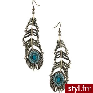 Peacock Feather Drop Earrings - Polyvore. Pobrano ze strony: http://www.polyvore.com/peacock_feather_drop_earrings/thing?id=32545684 - Misz-masz