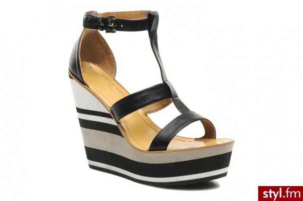 London Rebel Sandały EVA STRIPE WEDGE (Czarny) - Koturny Buty Moda