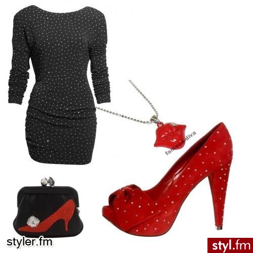 Mała czarna + czerwone szpilki - Styler
