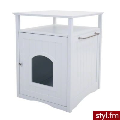 Pet Room, z drewna - Szaleta jasnoszaro - biała, dł. x szer. x wys.: 42 x 32 x 12 cm - Bransoletki Biżuteria Moda