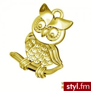 Charms sowa srebro próba 925 pozłacane - Wisiorki Biżuteria Moda