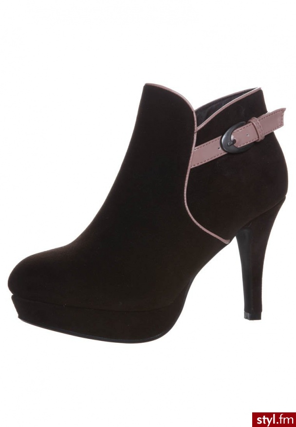 Even&Odd Botki na obcasie brązowy - Botki Buty Moda