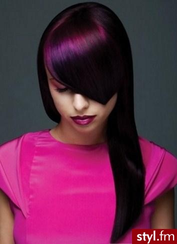Kolorowe Rozpuszczone Proste z grzywką Na co dzień Średnie Fryzury