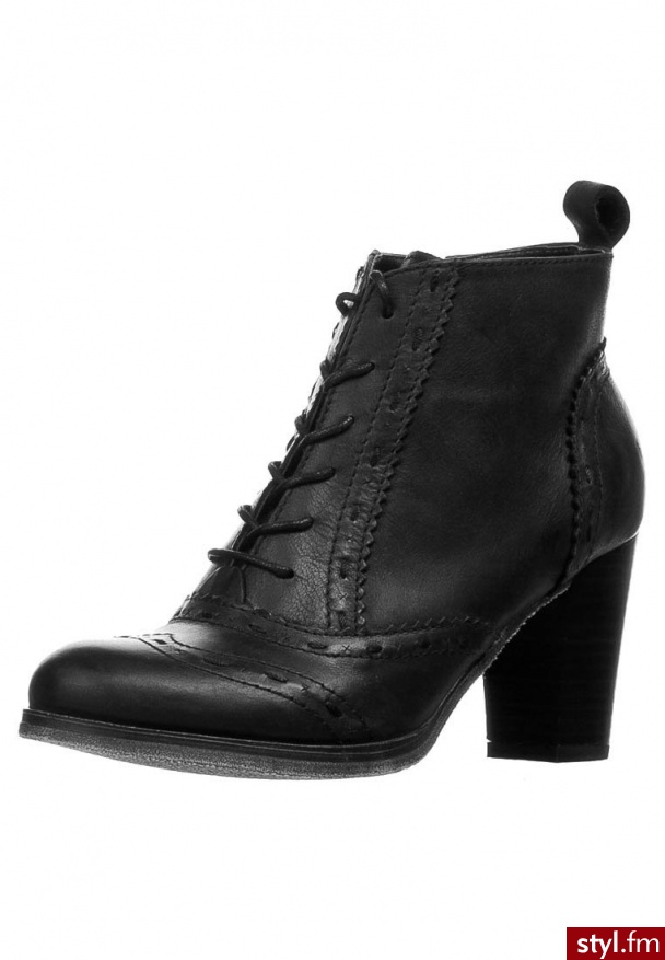 Pier One Botki sznurowane czarny - Botki Buty Moda