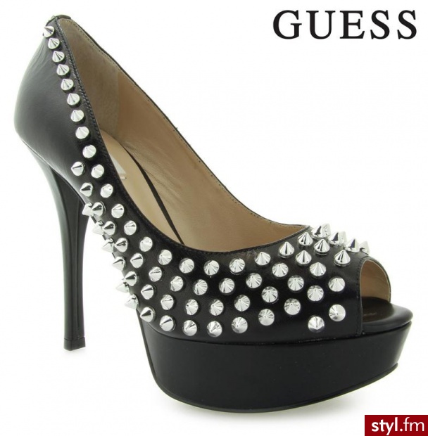 Guess AMILIA SPUNTATO OPEN TOE BLACK - Czółenka Buty Moda