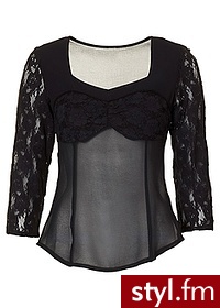 Bonprix Bluzka koronkowa czarny - Bluzki Ciuchy Moda