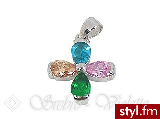 Violette Srebrna zawieszka krzyżyk z cyrkoni B934 - Wisiorki Biżuteria Moda